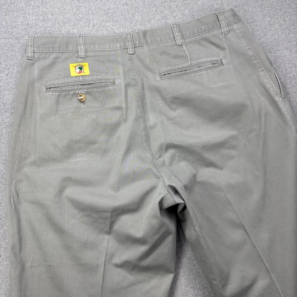 Vintage 90s Duck Head Chino Pants Mens 36x30 Dark Khaki Pleated Cuffed *FLAW - Picture 10 of 12